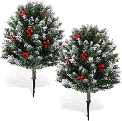 Lush Flocked Topiary Christmas Style Holiday Decor Display