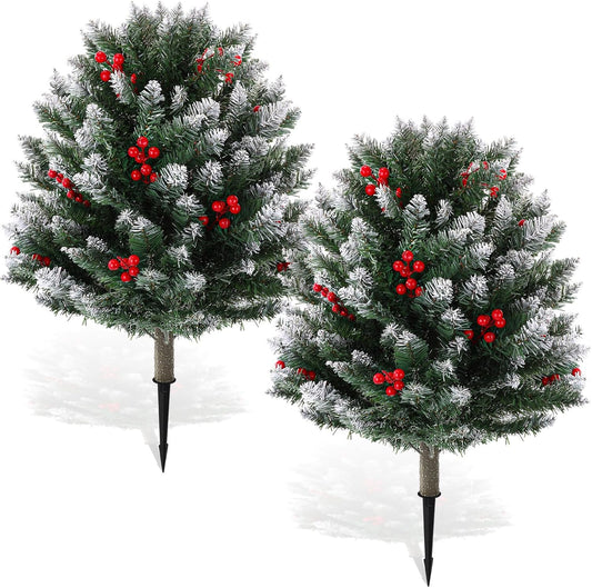 Lush Flocked Topiary Christmas Style Holiday Decor Display