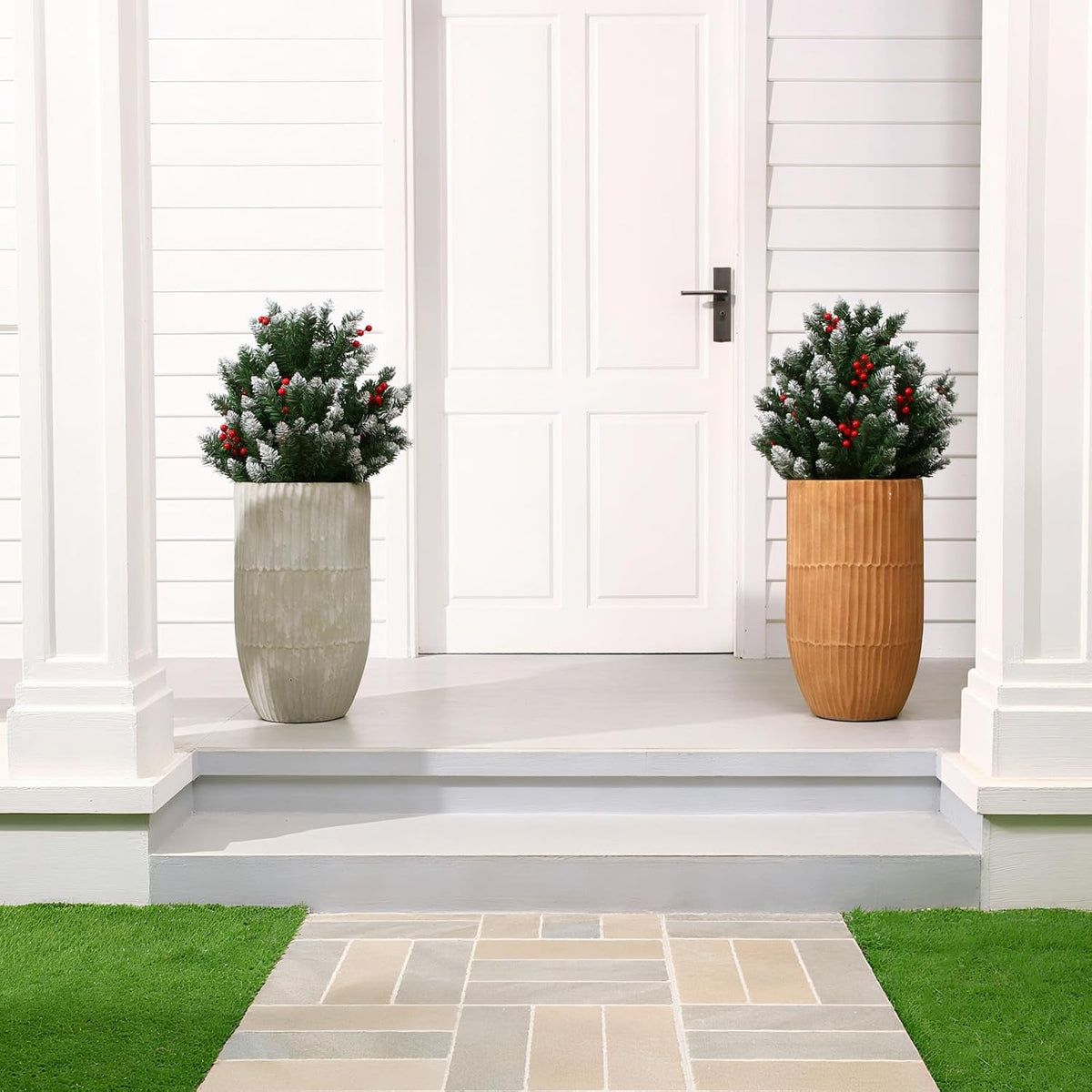 Lush Flocked Topiary Christmas Style Holiday Decor Display