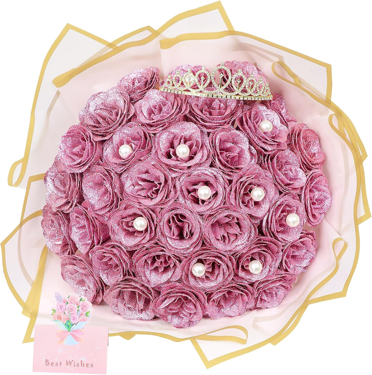 Decorative Diy Glitter Rose Bouquet Home Decor Assortment