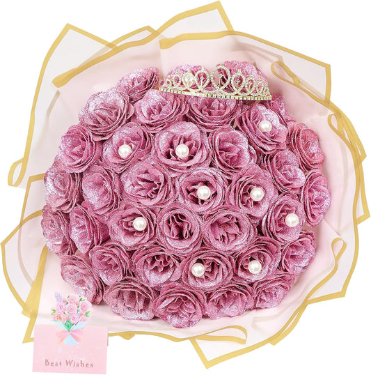 Decorative Diy Glitter Rose Bouquet Home Decor Assortment