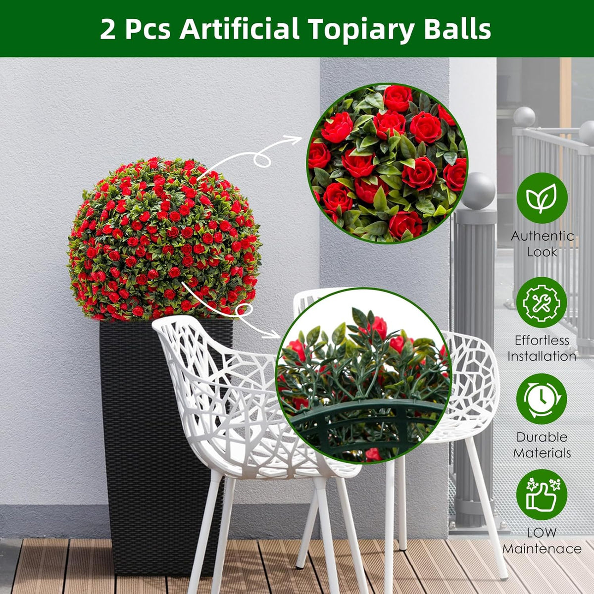 Natural Artificial Topiary Flower Balls Home Decor Kit