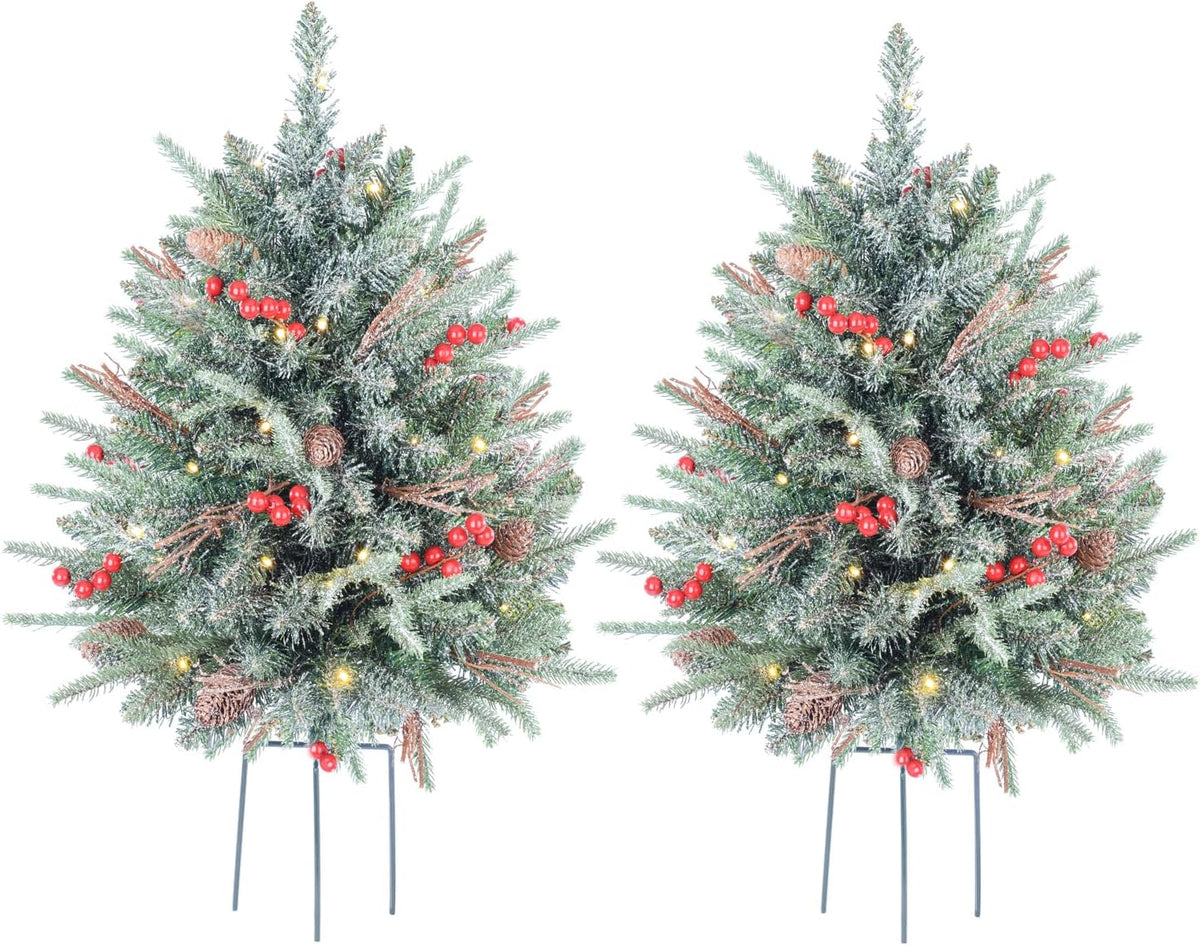 Premium Prelit Flocked Christmas Style Holiday Decor Display