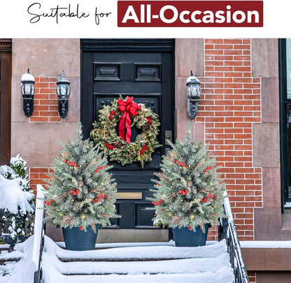 Premium Prelit Flocked Christmas Style Holiday Decor Display