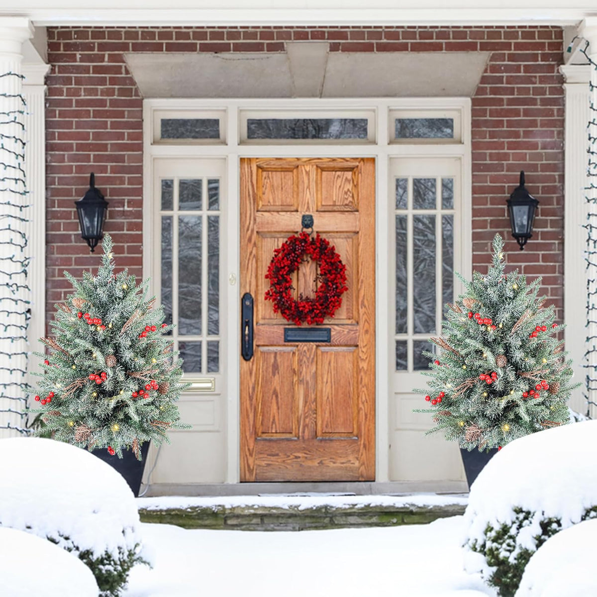 Premium Prelit Flocked Christmas Style Holiday Decor Display
