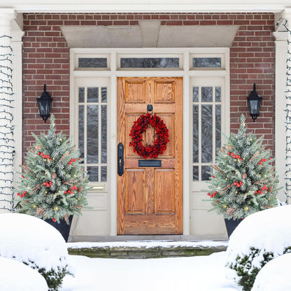 Premium Prelit Flocked Christmas Style Holiday Decor Display