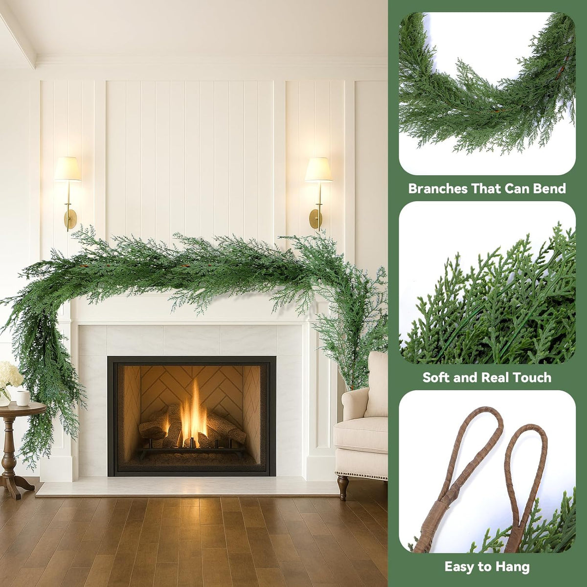 Lifelike Artificial Cedar Garland Real Holiday Decor Series