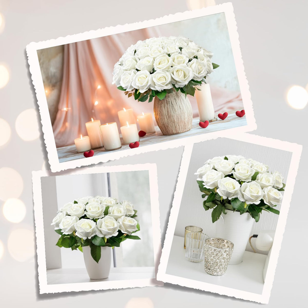 Serene Artificial Velvet Silk White Indoor Decor Selection