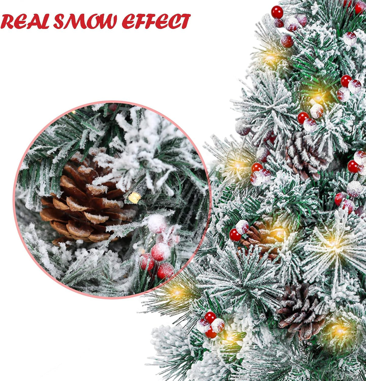 Rustic Prelit Flocked Christmas Style Holiday Decor Set