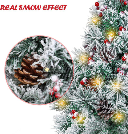 Rustic Prelit Flocked Christmas Style Holiday Decor Set