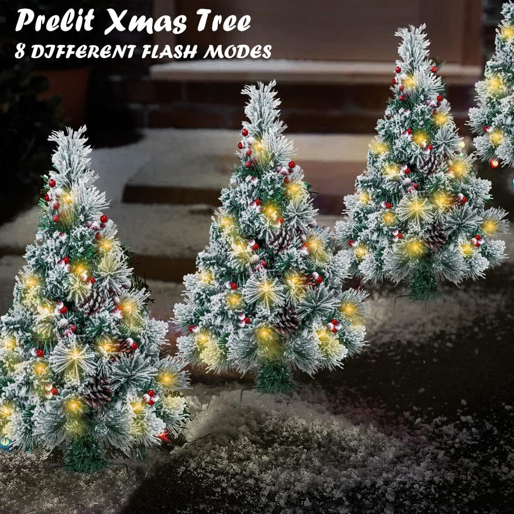 Rustic Prelit Flocked Christmas Style Holiday Decor Set
