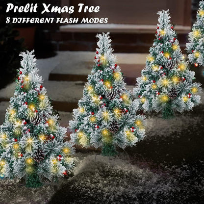Rustic Prelit Flocked Christmas Style Holiday Decor Set