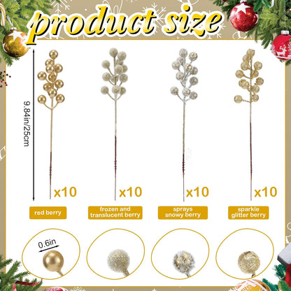 Sophisticated Gold Berry Picks Pine Holiday Decor Accent