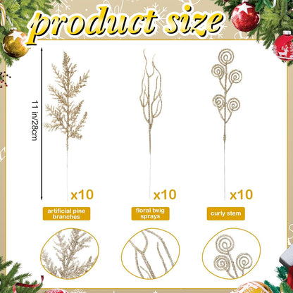 Sophisticated Gold Berry Picks Pine Holiday Decor Accent
