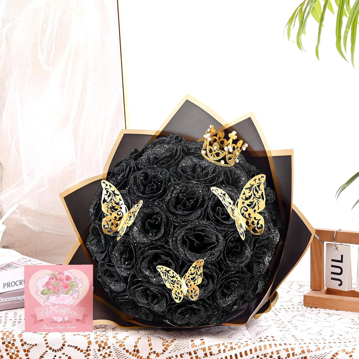Vibrant DIY Glitter Roses Bouquet Home Decor Assortment