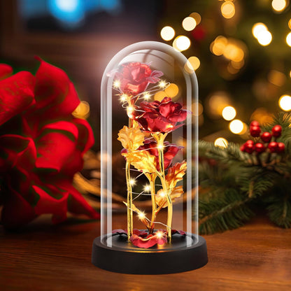 Seasonal Light Eternal Rose Glass Home Decor Display