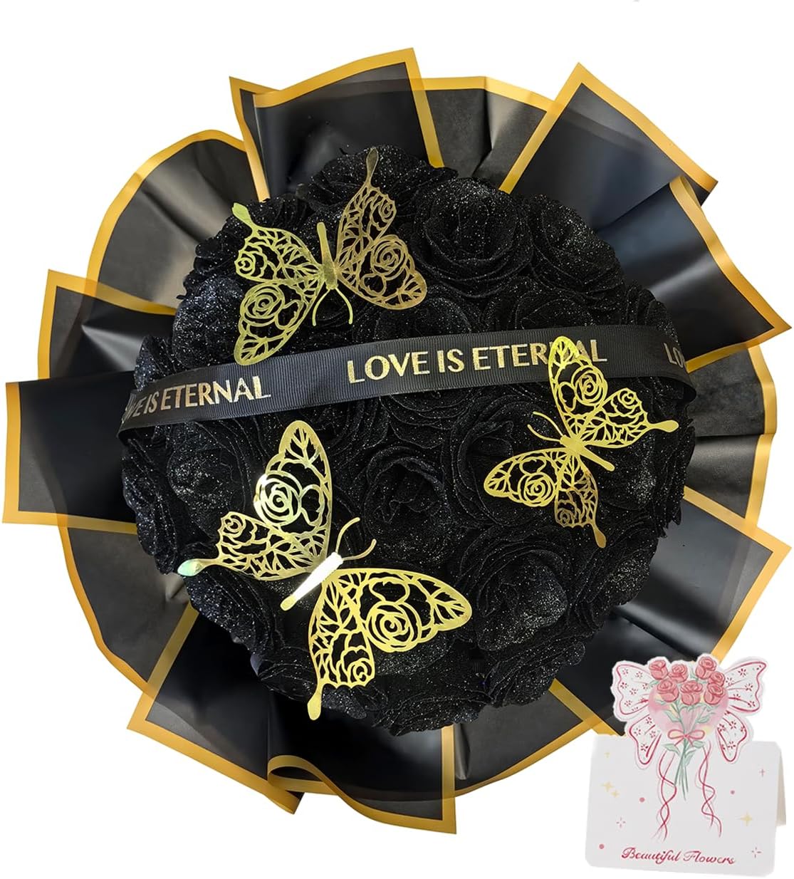 Festive Diy Black Glitter Rose Home Decor Arrangement