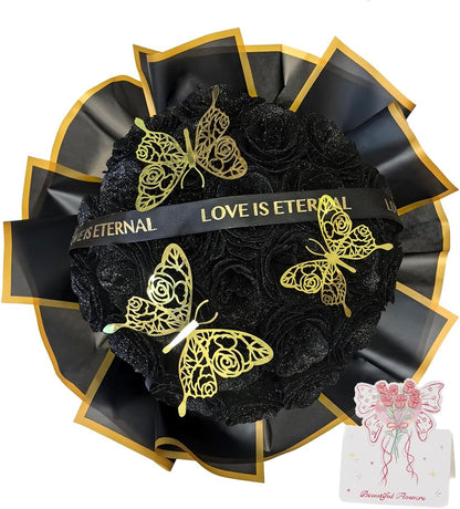 Festive Diy Black Glitter Rose Home Decor Arrangement