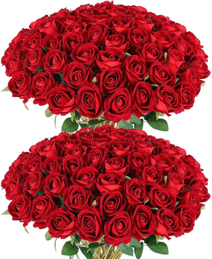 Classic Velvet Silk Artificial Roses Indoor Decor Arrangement
