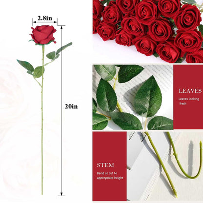 Classic Velvet Silk Artificial Roses Indoor Decor Arrangement