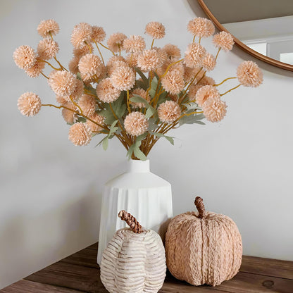 Lifelike Artificial Chrysanthemum Beige Pom Indoor Decor Collection