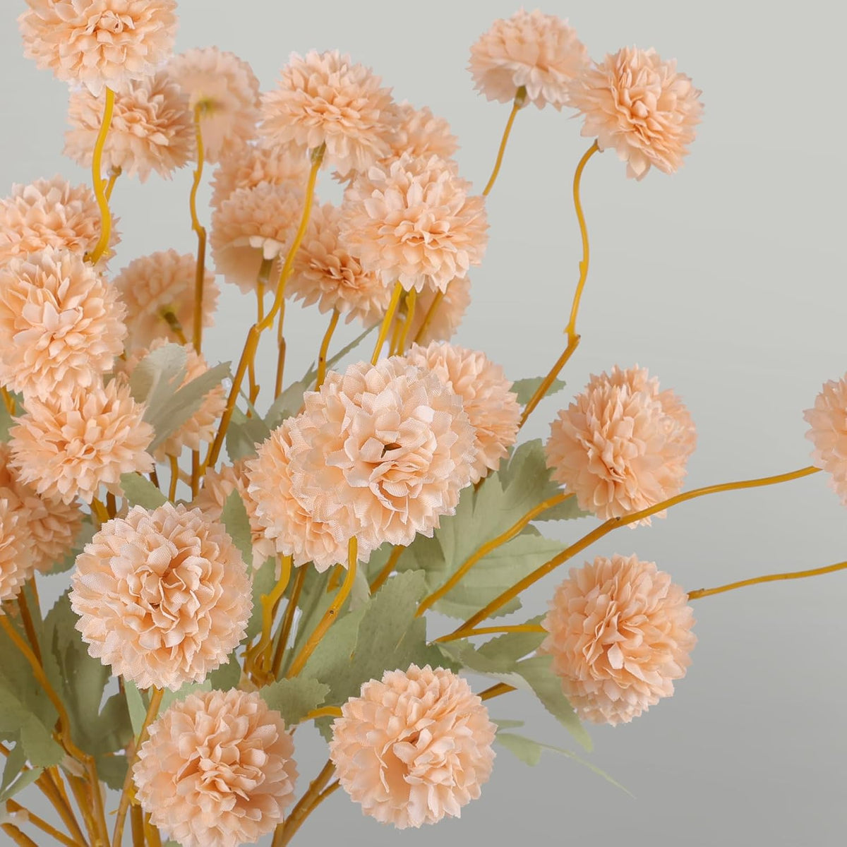 Lifelike Artificial Chrysanthemum Beige Pom Indoor Decor Collection