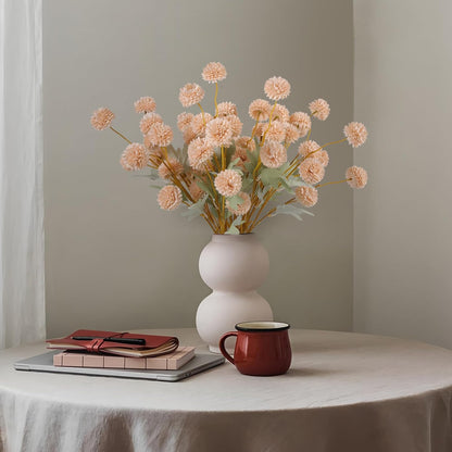 Lifelike Artificial Chrysanthemum Beige Pom Indoor Decor Collection