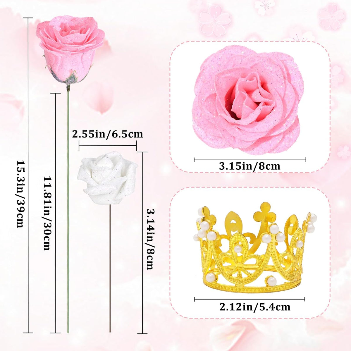 Natural Diy Glitter Rose Bouquet Home Decor Set