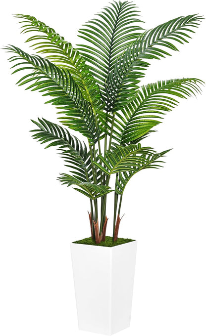 Natural Artificial Palm White Planter Home Decor Statement