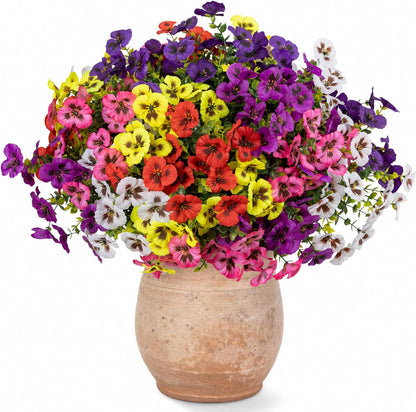 24 Pcs Artificial Fake Pansy Flowers for Outdoor, Faux Silk Plants Flowers UV Resistant Pansies Spring Flowers for Planter Front Door Porch Yard Patio Garden Window Box Home Decor (6 Color)