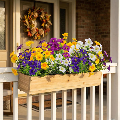 16 Pcs Faux Petunias Artificial Flowers For Outdoors, UV Resistant Fake Petunias Plants Realistic Silk Flowers for Porch Front Door Garden Window Outside Decor (16, White, Yellow, Purple, RedViolet)