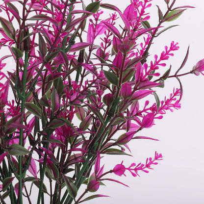 Outdoor Artificial Plant UV Resistant Fake Stems Plants, Faux Plastic Greenery for Indoor and Outdoor Hanging Plants Garden Porch Window Box Home Wedding Farmhouse Outdoor Decorations for Patio (Fuchsia)