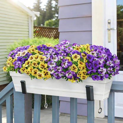 Ivydale 20 Pcs Artificial Fake Pansy Flowers for Outdoors Spring Decor, Faux Silk Pansies UV Resistant Plants for Front Door Porch Yard Patio Window Box Home Decor (Purple Yellow Gradient Purple)