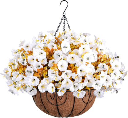 Vibrant Silk Morning Glory Basket Outdoor Decor Bundle