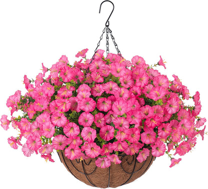 Vibrant Silk Morning Glory Basket Outdoor Decor Bundle