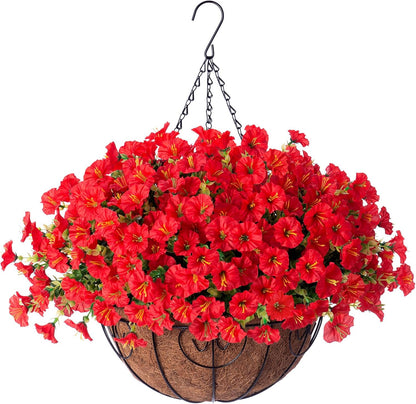 Vibrant Silk Morning Glory Basket Outdoor Decor Bundle