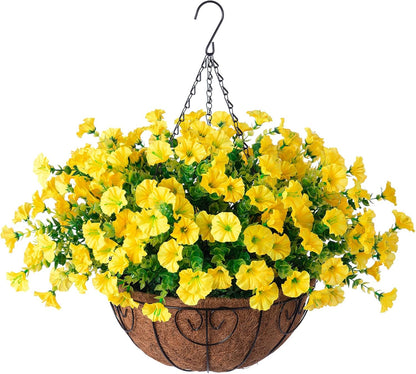 Vibrant Silk Morning Glory Basket Outdoor Decor Bundle