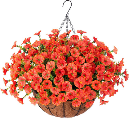 Vibrant Silk Morning Glory Basket Outdoor Decor Bundle
