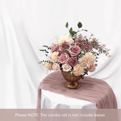 Roses Artificial Flowers Pink Bouquets Box Set for DIY Bridal Wedding Shower Decorations Fake Floral Arrangements for Party Table Centerpieces Home Decor Indoor Outdoor Dusty Blush 19 Pcs