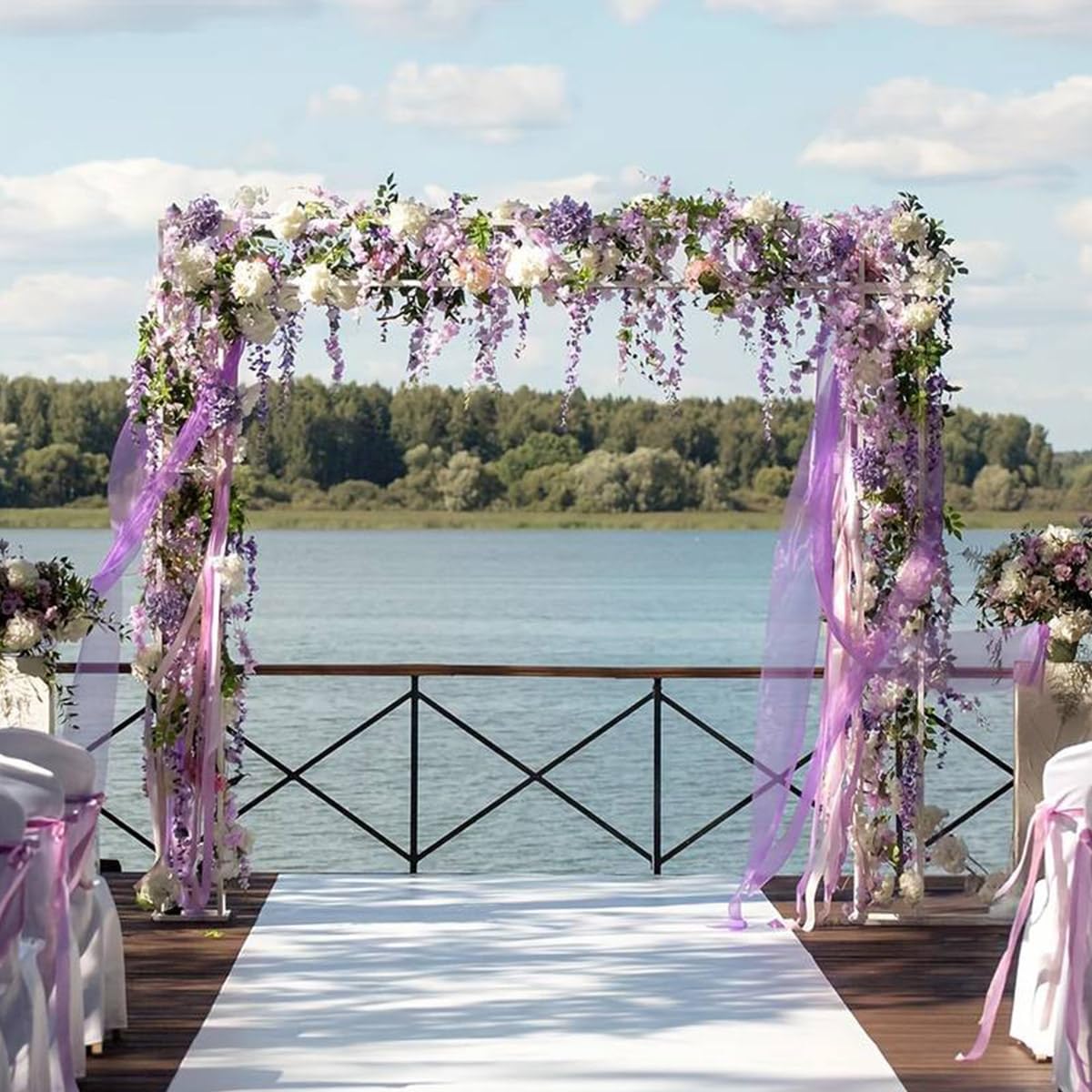 Artificial Wisteria Hanging Flowers-Fake Wisteria Flower Garland Silk Vines Rattan Decor for Home Wedding Arch Wall Garden Greenery Bedroom Outdoor Office Party Decoration (24, Purple)