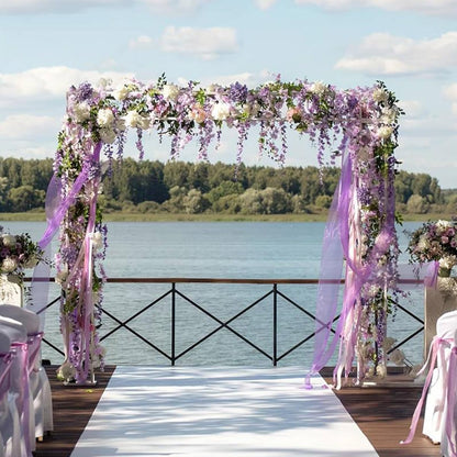 Artificial Wisteria Hanging Flowers-Fake Wisteria Flower Garland Silk Vines Rattan Decor for Home Wedding Arch Wall Garden Greenery Bedroom Outdoor Office Party Decoration (24, Purple)