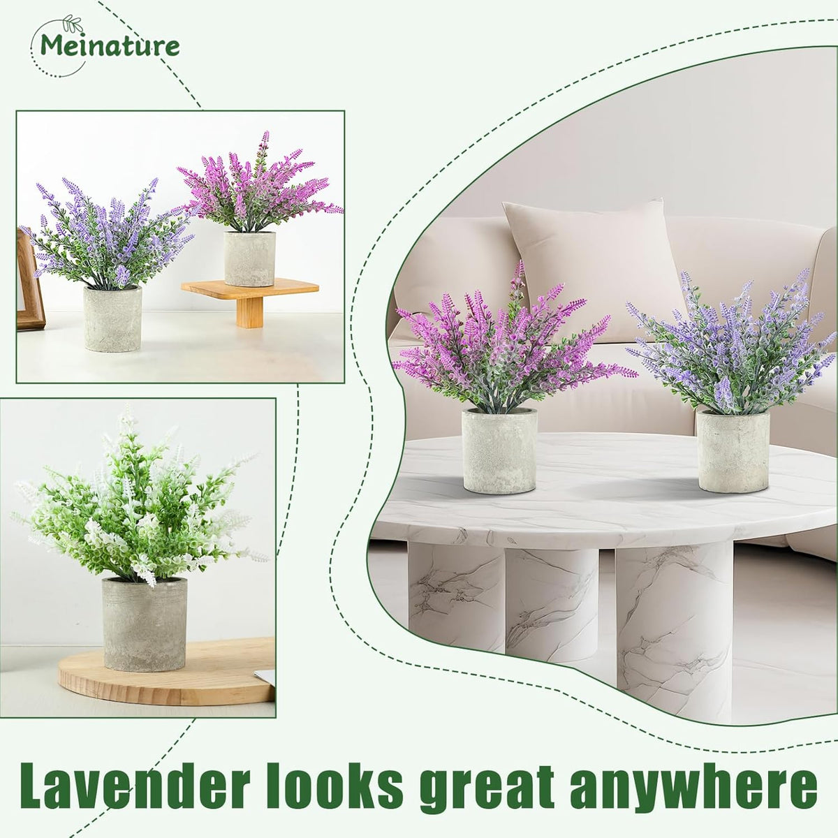 Festive Artificial Lavender Biodegradable Pots Home Decor Series