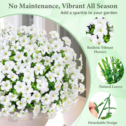 Yastouay Artificial Flowers for Outdoors, 12 Bundles Fake Outdoor Flowers, UV Resistant Artificial Flowers for Decoration, White Realistic Morning Glory Fake Plants for Porch Patio Garden Decor