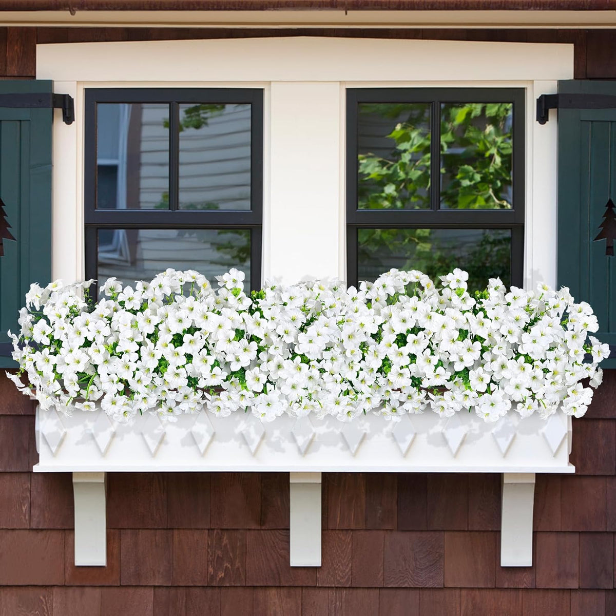 Yastouay Artificial Flowers for Outdoors, 12 Bundles Fake Outdoor Flowers, UV Resistant Artificial Flowers for Decoration, White Realistic Morning Glory Fake Plants for Porch Patio Garden Decor