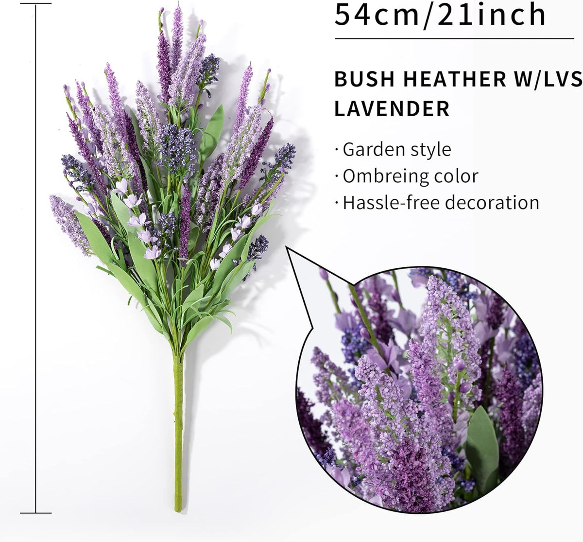 Artificial Bush Heather Lavender Flowers, Fake Foxtail Grass with Seeds, Faux Spring Botanical Greenery Plant Bouquets for Home and Wedding DIY Decorations