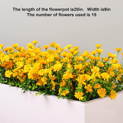 alyptus Fake Flowers Yellow Flowers for Spring Summer Decor - 8 Bundles Outdoor Christmas Flowers UV Resistant Artificial Flower for Home Garden Window Decor