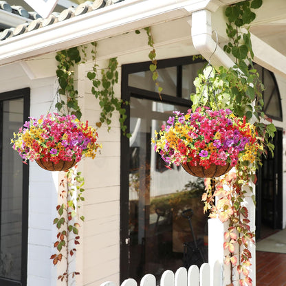 Artificial Flowers for Outdoors Spring Decor, 16 Bundles UV Resistant Realistic Fuax Silk Flowers, Fake Plants for Planter Indoor and Outdoor Garden Porch Patio Window Box Yard Farmhouse