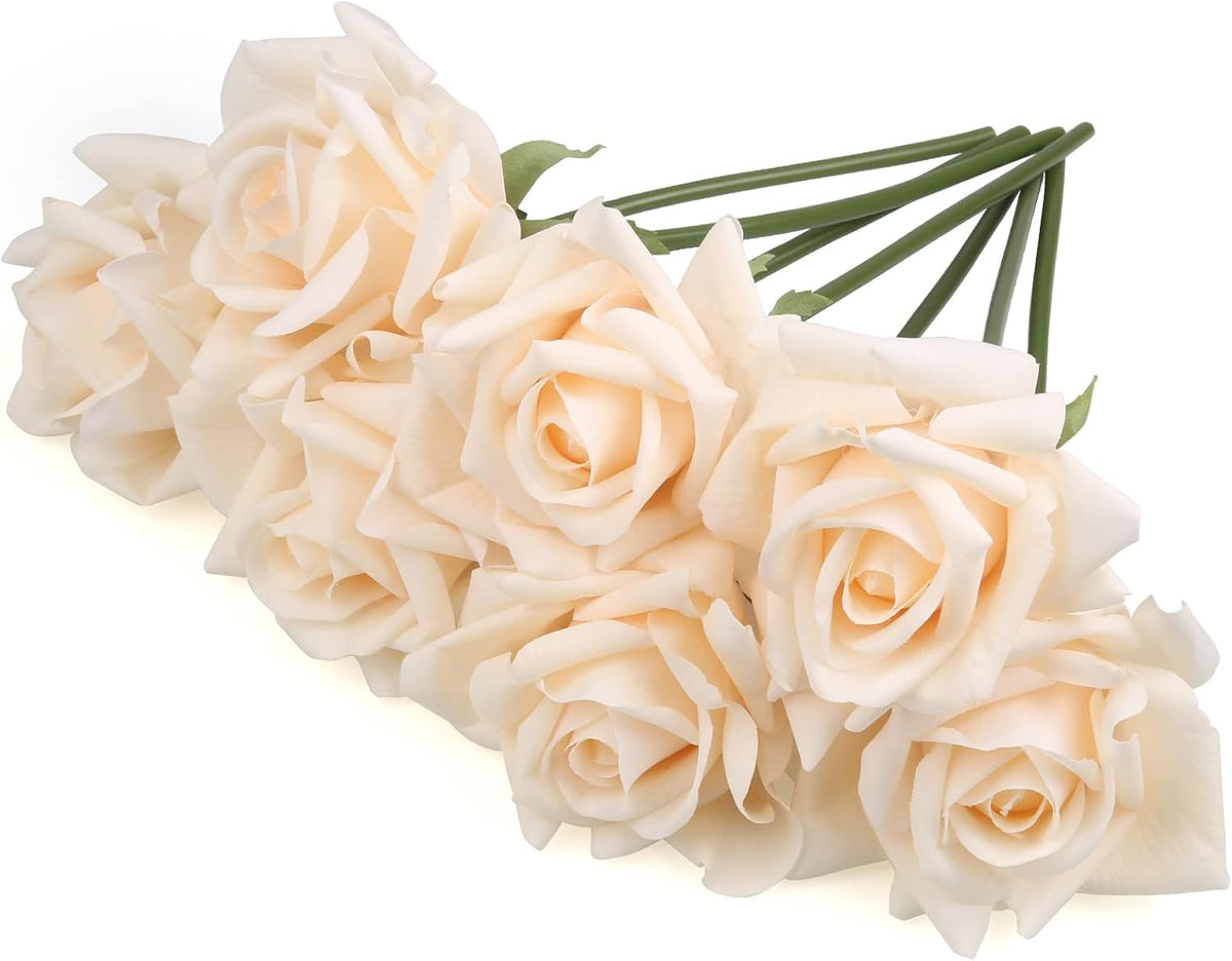 Eyamumo 7 Pcs Artificial Roses Flowers, Faux Silk Rose Artificial Flower, Real Touch Fake Flowers Decoration DIY for Wedding Party Home Office Decoration Dining Table Centerpiece