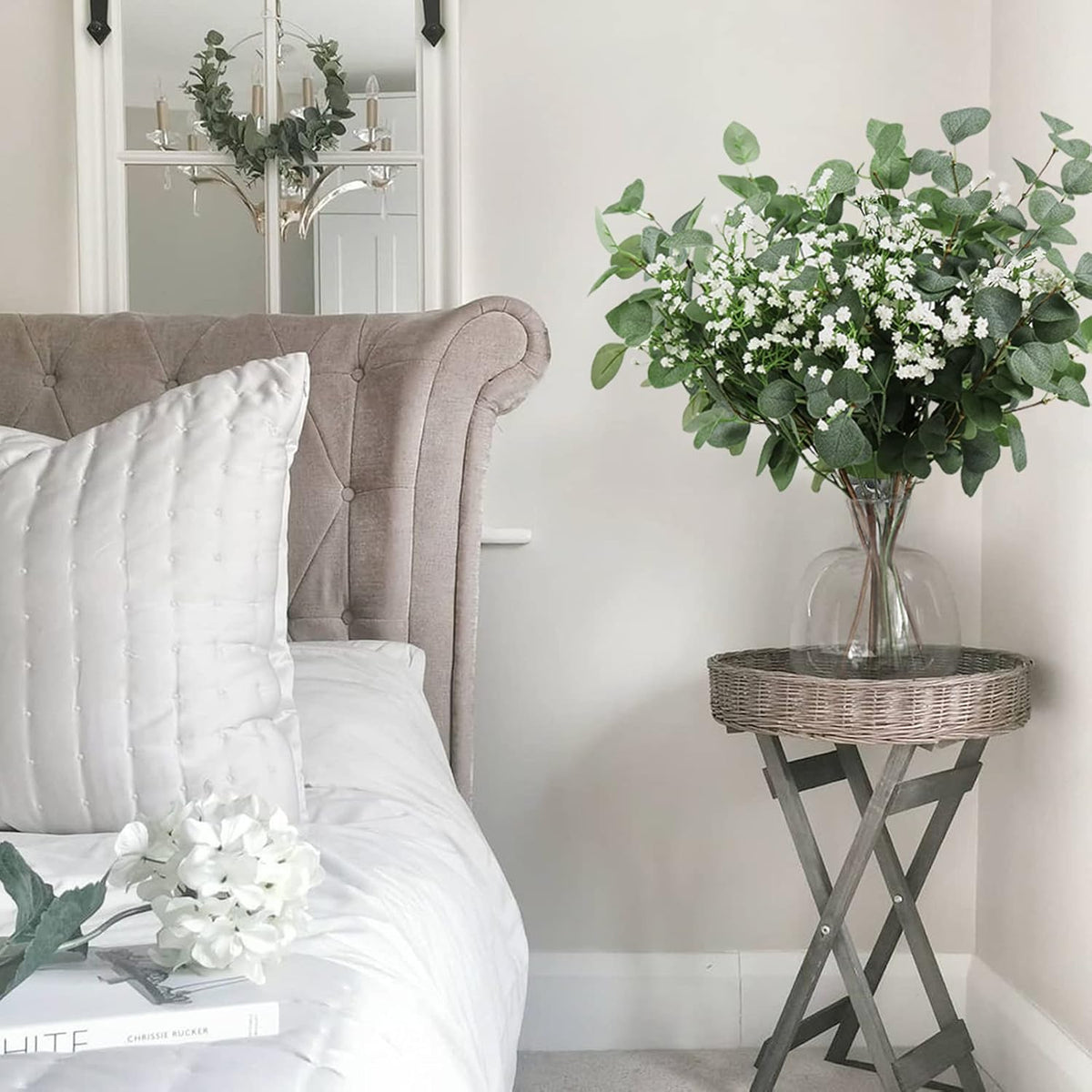 Beferr 5 Pcs Eucalyptus Stems & 6 Pcs Babys Breath Artificial Flowers Faux Greenery Bouquets for Wedding Table Centerpiece Home Decor