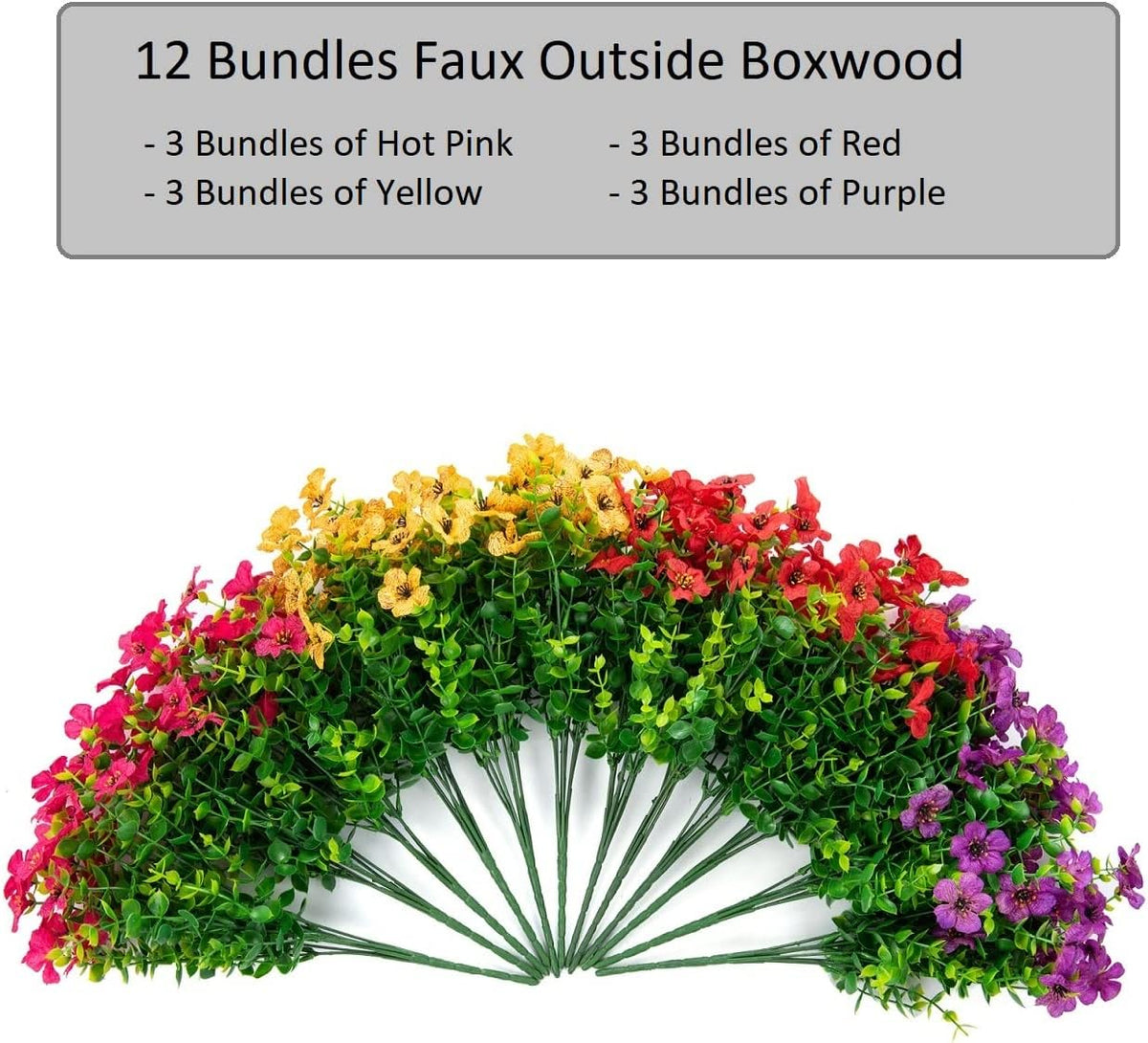 Artificial Flowers for Outdoors Daisy 12 Bundles for Home Decoration, Faux Flower Fake Plants Outside Decoration with Eucalyptus UV Resistant for Planter Porch Patio Yard Garden Colorful